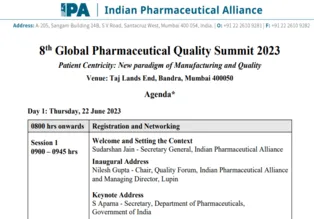 8th Global Pharmaceutical Quality Summit 2023- Tentative Agenda