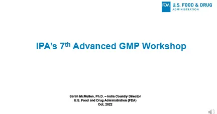 Session 1 - IPA's 7th Advanced GMP Workshop (Sarah McMullen)
